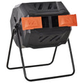 Tumbling Compost Bin Outdoor 360 Dual Chamber Rotating Composter 43 Gallon, Orange