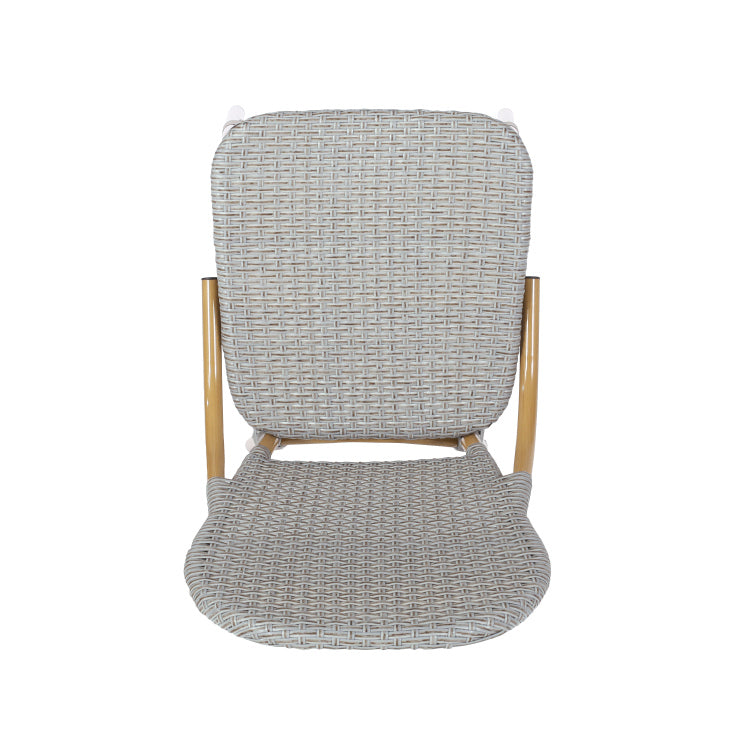 Outdoor Pe Rattan And Aluminum Armless French Bistro Chairs, Set Of 2, Gray And Bamboo Finish