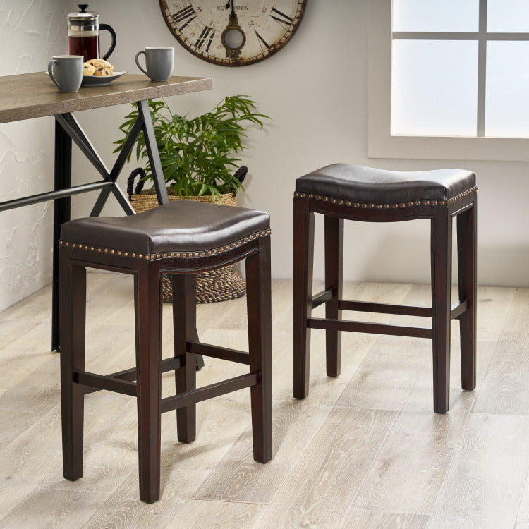 TIFFIN STUDDED COUNTERSTOOL set of 2 brown - pu