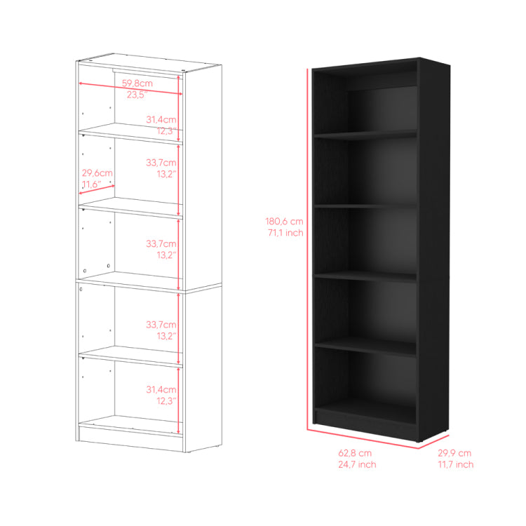 Bookcase 4 Shelves Benzoni, Office, Black