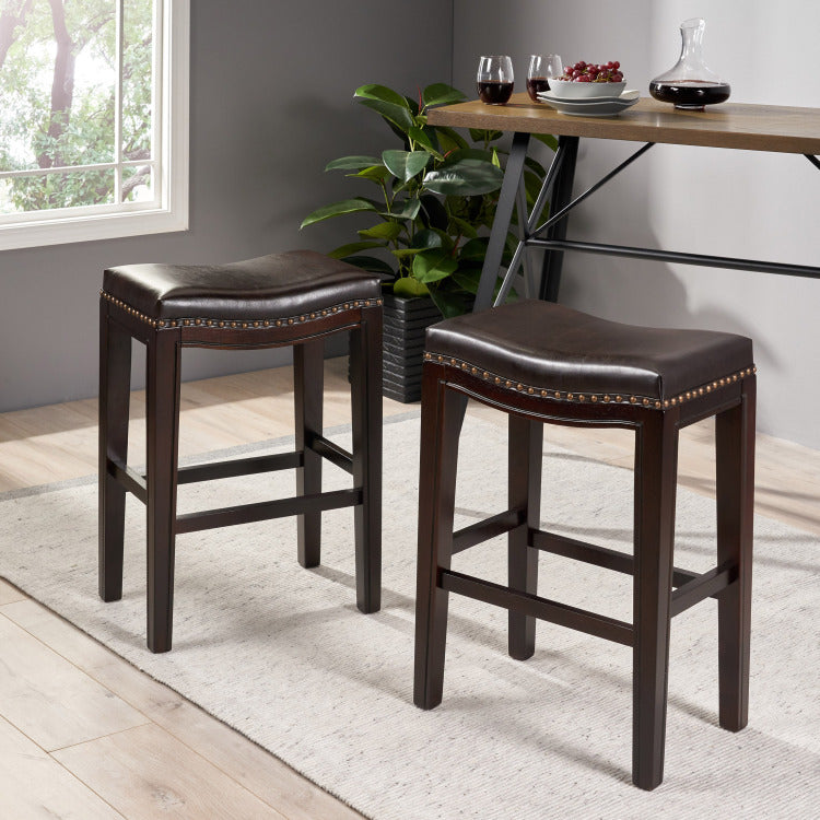 TIFFIN STUDDED COUNTERSTOOL set of 2 brown - pu