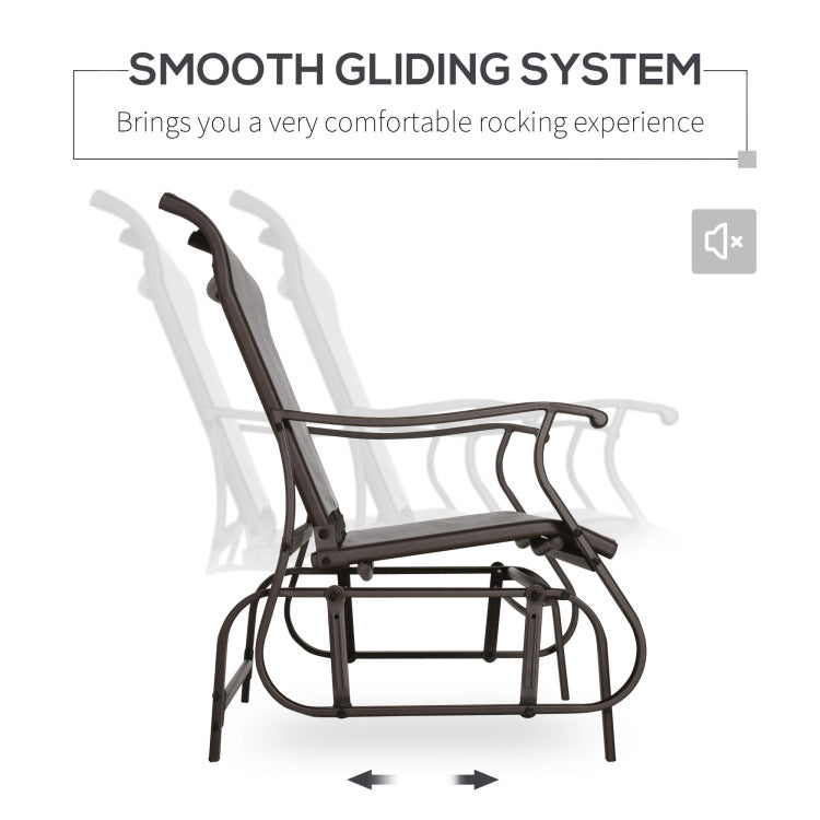 2 Person Outdoor Glider Bench Patio Glider Loveseat Chair With Powder Coated Steel Frame 2 Seats Porch Rocking Glider For Backyard, Lawn, Garden And Porch, Mixed Grey