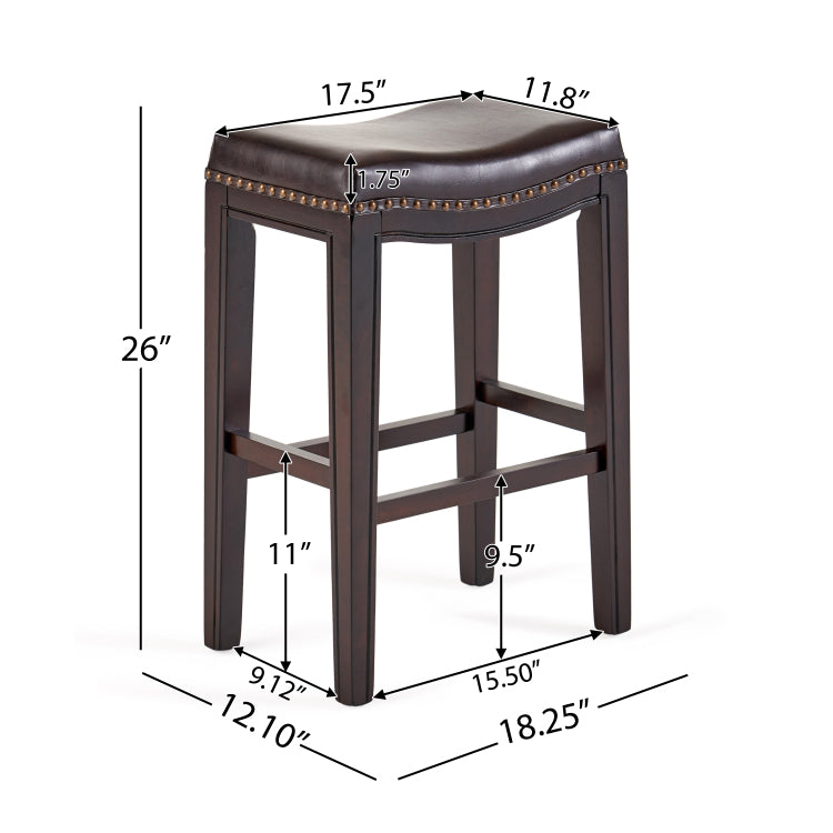 TIFFIN STUDDED COUNTERSTOOL set of 2 brown - pu