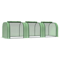 10' X 3' X 2.5' Mini Greenhouse, Portable Tunnel Green House With Roll Up Zippered Doors, Uv Waterproof Cover, Steel Frame, Green