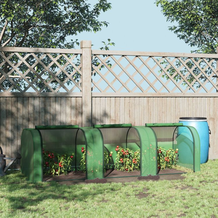 10' X 3' X 2.5' Mini Greenhouse, Portable Tunnel Green House With Roll Up Zippered Doors, Uv Waterproof Cover, Steel Frame, Green