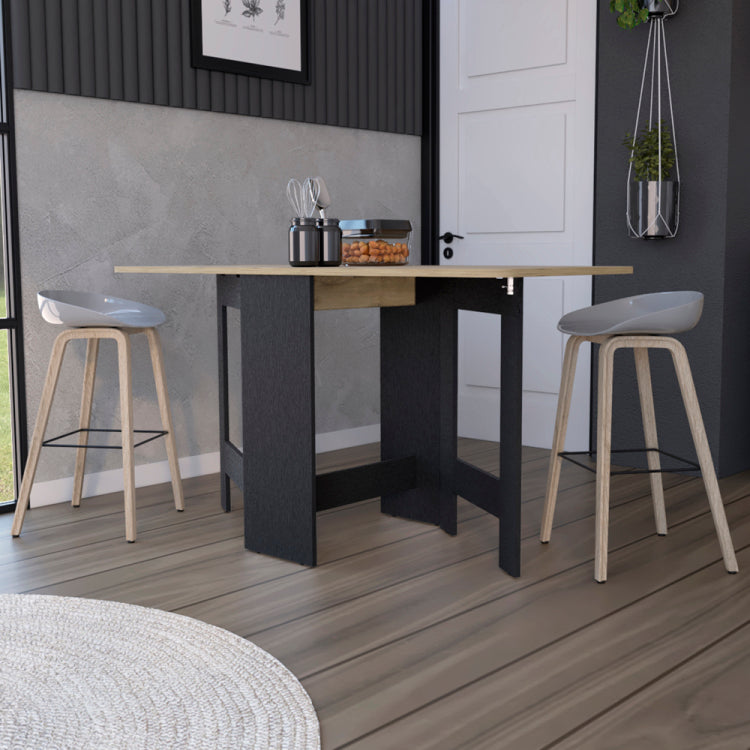 Folding Dining Table Evart, Living Room, Black Macadamia