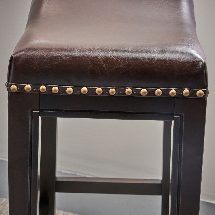 TIFFIN STUDDED BARSTOOL Set of 2 brown - pu