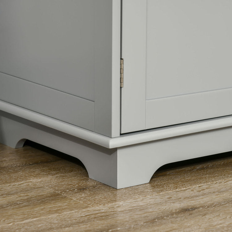 Sideboard Buffet Cabinet With Drawers, Kitchen Cabinet, Coffee Bar Cabinet With Rubberwood Top And Adjustable Shelves For Living Room, Kitchen, Gray