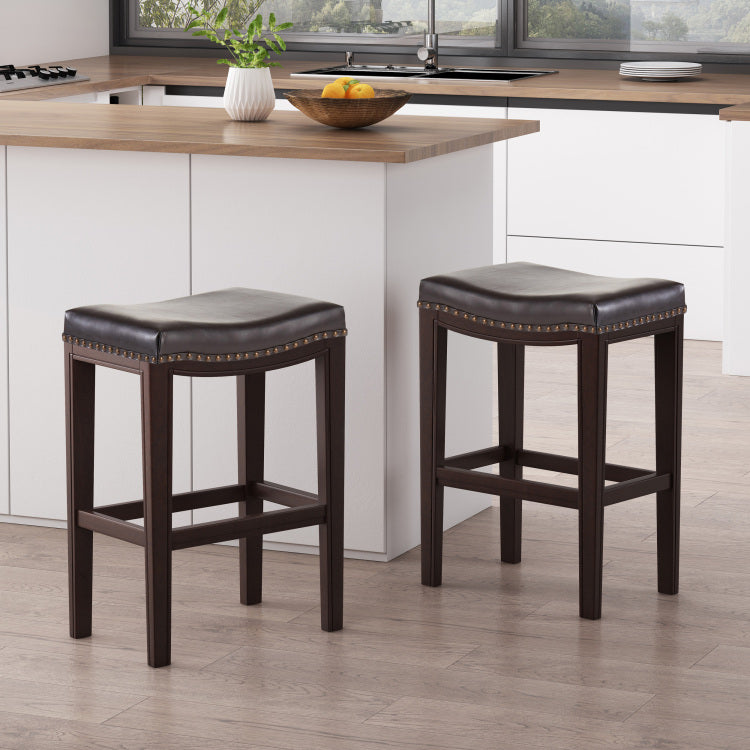 TIFFIN STUDDED COUNTERSTOOL set of 2 brown - pu