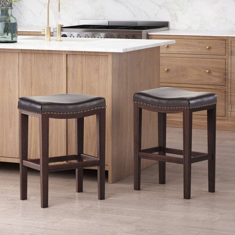 TIFFIN STUDDED COUNTERSTOOL set of 2 brown - pu