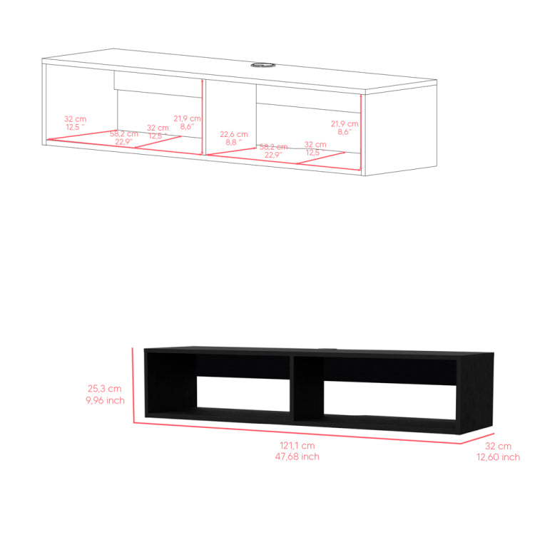Floating Tv Stand Shelley, Living Room, Black