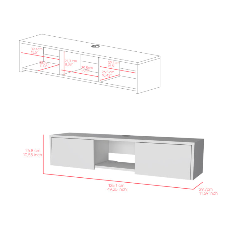 Floating Tv Stand Watson, Living Room, White