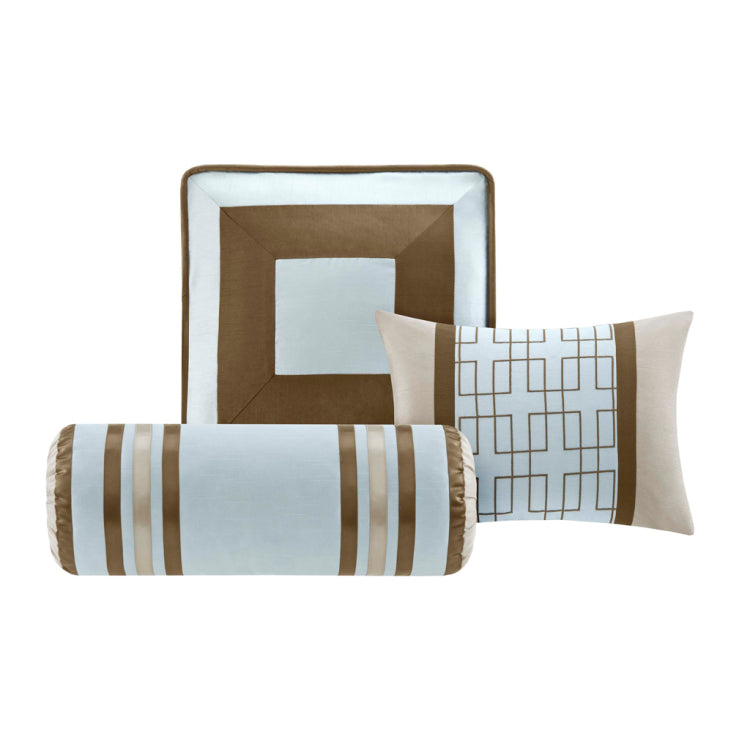 7 Piece Comforter Set Blue Queen