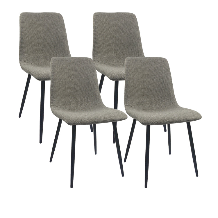 Dining Chairs Set Of 4,Modern Kitchen Dining Room Chairs,Upholstered Dining Accent Chairs In Linen Cushion Seat And Sturdy Black Metal Legs Grey