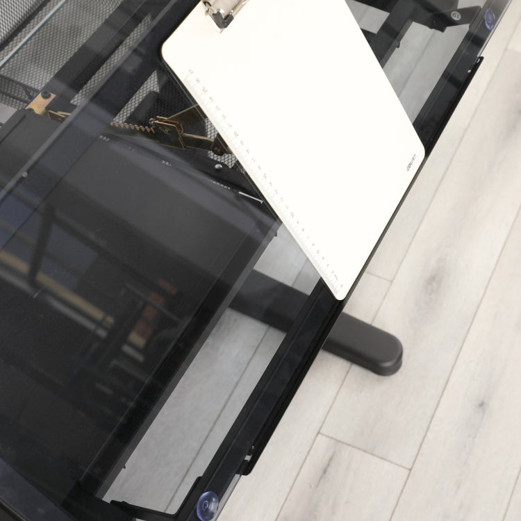 Hand Crank Adjustable Drafting Table Drawing Desk With 2 Metal Drawers Black With Stool