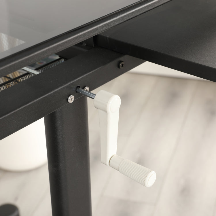 Hand Crank Adjustable Drafting Table Drawing Desk With 2 Metal Drawers Black With Stool