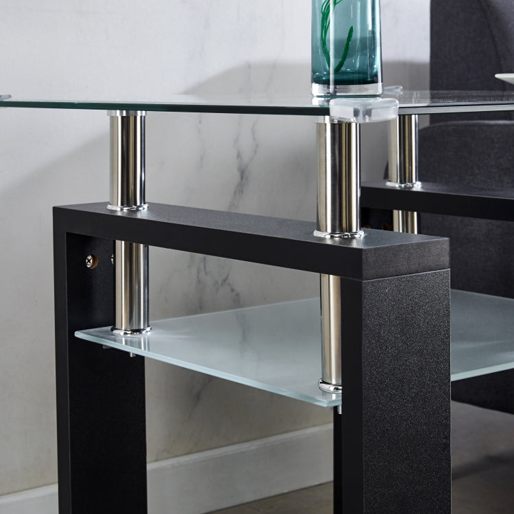 Clear Glass Top Side Table, 24"X24"X24" End Table, Modern Design For Home