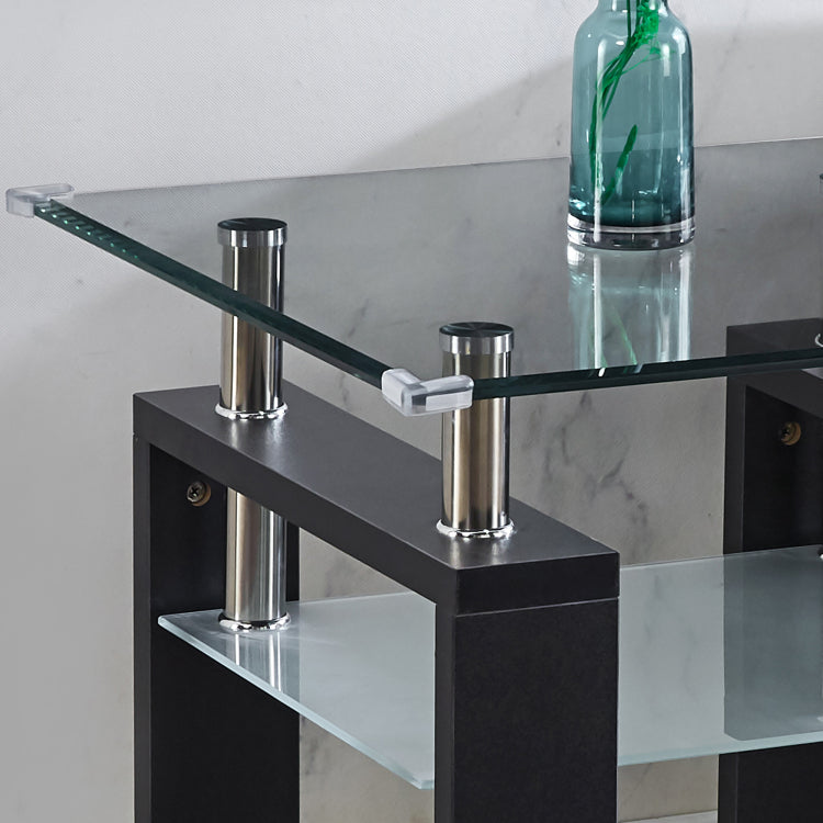 Clear Glass Top Side Table, 24"X24"X24" End Table, Modern Design For Home