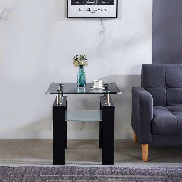 Clear Glass Top Side Table, 24"X24"X24" End Table, Modern Design For Home
