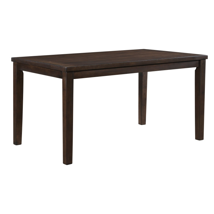 Dark Chery Finish Wooden Dining Set 7Pc Dining Table And Beige Side Chairs Transitional Kitchen Breakfast Furniture Set