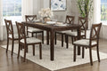 Dark Chery Finish Wooden Dining Set 7Pc Dining Table And Beige Side Chairs Transitional Kitchen Breakfast Furniture Set