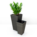 2 Pack Self Watering Planter Hand Woven Wicker Square Expresso