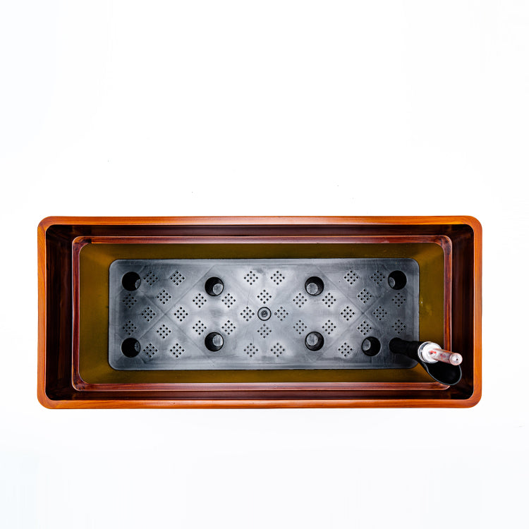7.8 In. Dark Wood Plastic Rectangle Self Watering Planter Pot