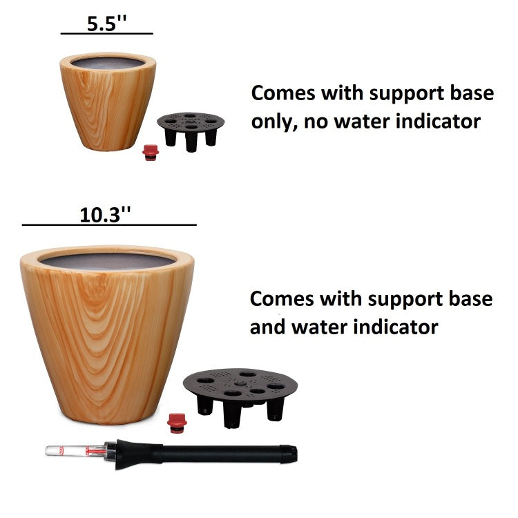 2 Pack 10 In. Light Wood Plastic Self Watering Planter Pot