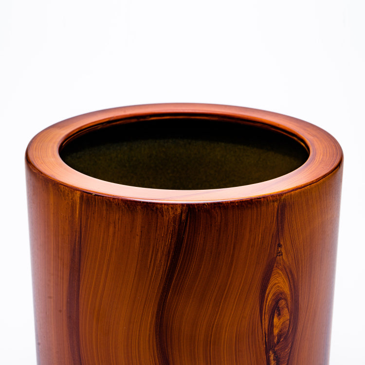 7.8 In. Dark Wood Plastic Self Watering Planter Pot