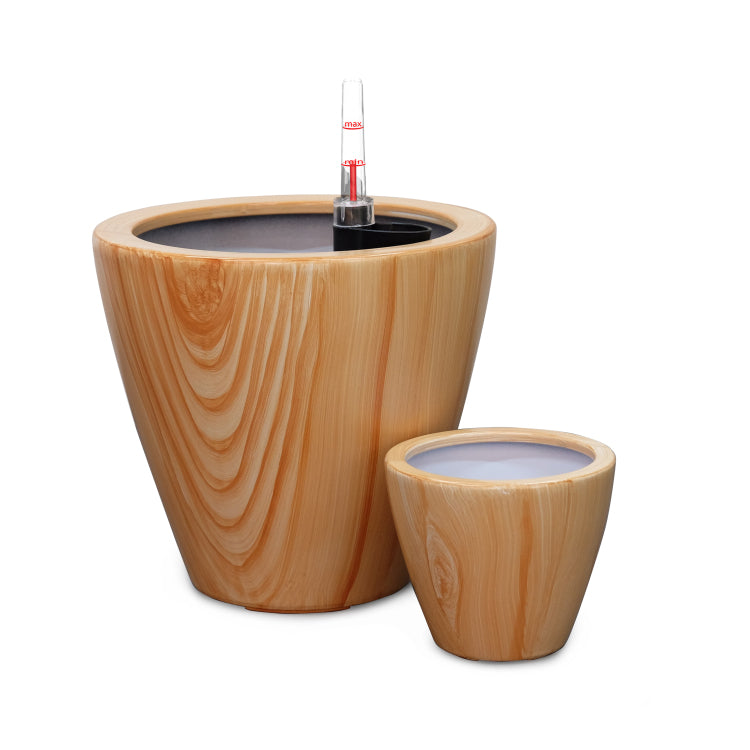 2 Pack 10 In. Light Wood Plastic Self Watering Planter Pot