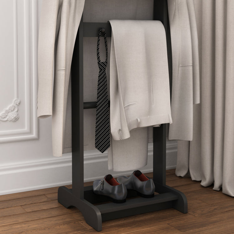 Accent Portable Garment Rack,Clothes Valet Stand With Storage Organizer,Black Finish