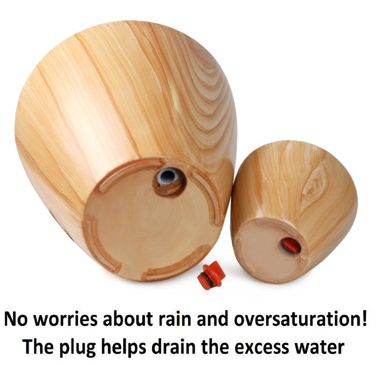 2 Pack 10 In. Light Wood Plastic Self Watering Planter Pot