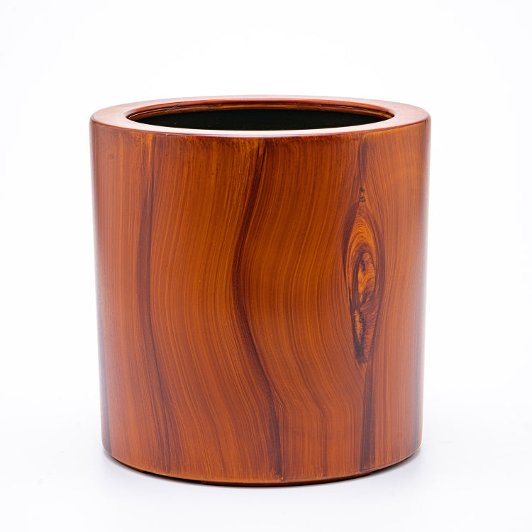 7.8 In. Dark Wood Plastic Self Watering Planter Pot