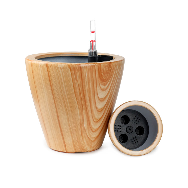 2 Pack 10 In. Light Wood Plastic Self Watering Planter Pot