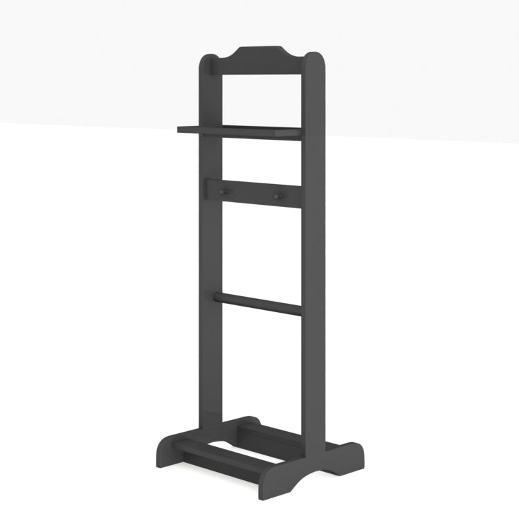 Accent Portable Garment Rack,Clothes Valet Stand With Storage Organizer,Black Finish
