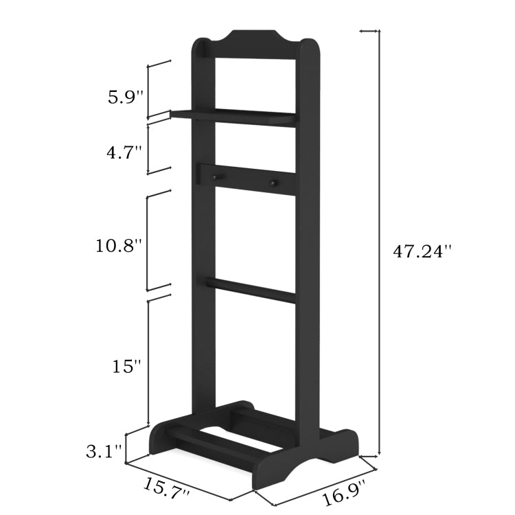 Accent Portable Garment Rack,Clothes Valet Stand With Storage Organizer,Black Finish