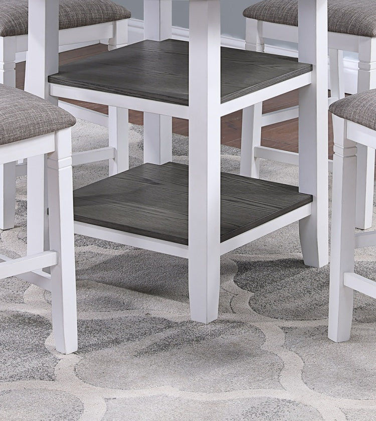 Counter Height Dining Table W Storage Shelve 4X Chairs Padded Seat Unique Design Back 5Pc Dining Set White Color