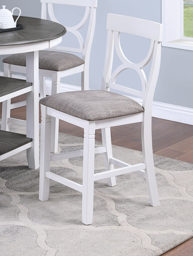 Counter Height Dining Table W Storage Shelve 4X Chairs Padded Seat Unique Design Back 5Pc Dining Set White Color