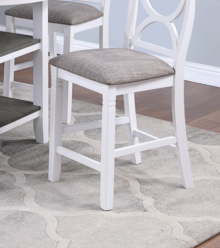Counter Height Dining Table W Storage Shelve 4X Chairs Padded Seat Unique Design Back 5Pc Dining Set White Color