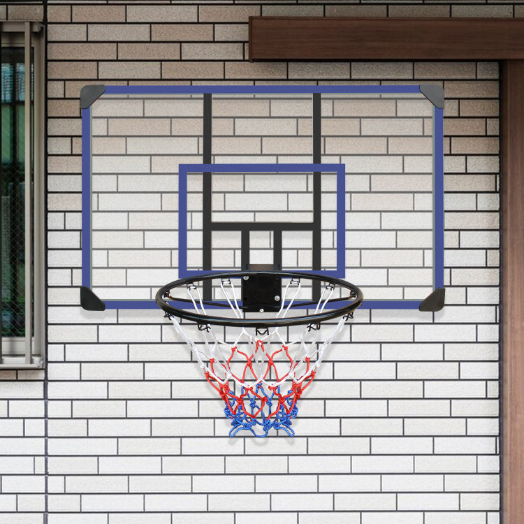 Wall Mounted Basketball Hoop, 45 X 29 Inches Shatterproof Back, Folding Hoop, Durable Hoop And All Weather Mesh For Indoor And Outdoor Use