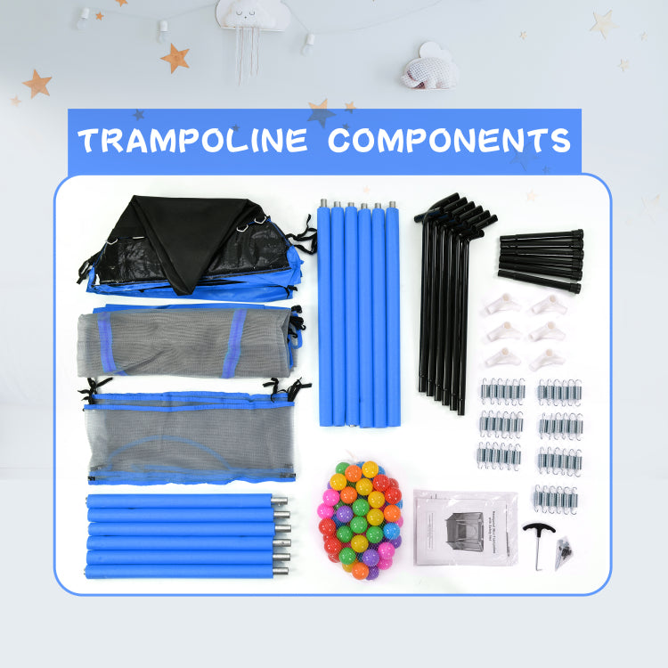 55'' Toddlers Trampoline With Safety Enclosure Net And Balls, Indoor Outdoor Mini Trampoline For Kids