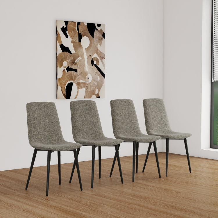 Dining Chairs Set Of 4,Modern Kitchen Dining Room Chairs,Upholstered Dining Accent Chairs In Linen Cushion Seat And Sturdy Black Metal Legs Grey