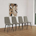 Dining Chairs Set Of 4,Modern Kitchen Dining Room Chairs,Upholstered Dining Accent Chairs In Linen Cushion Seat And Sturdy Black Metal Legs Grey