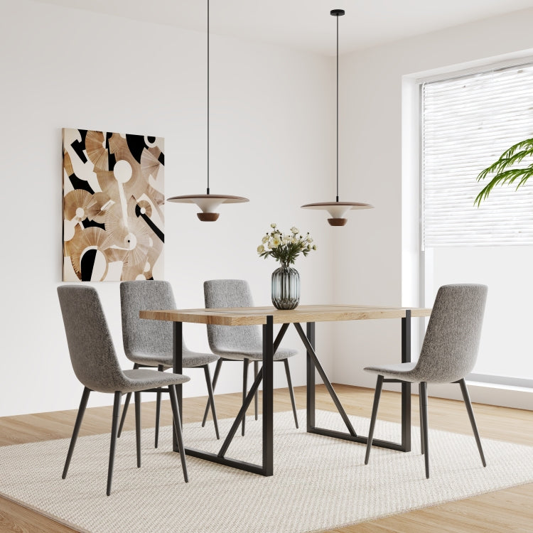 Dining Chairs Set Of 4,Modern Kitchen Dining Room Chairs,Upholstered Dining Accent Chairs In Linen Cushion Seat And Sturdy Black Metal Legs Grey