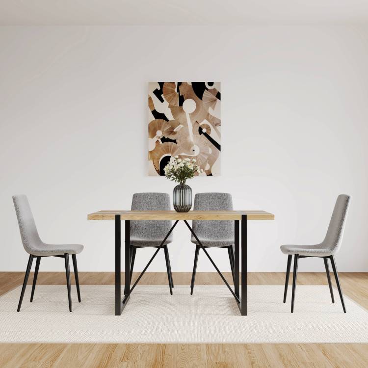 Dining Chairs Set Of 4,Modern Kitchen Dining Room Chairs,Upholstered Dining Accent Chairs In Linen Cushion Seat And Sturdy Black Metal Legs Grey