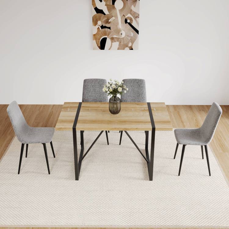Dining Chairs Set Of 4,Modern Kitchen Dining Room Chairs,Upholstered Dining Accent Chairs In Linen Cushion Seat And Sturdy Black Metal Legs Grey