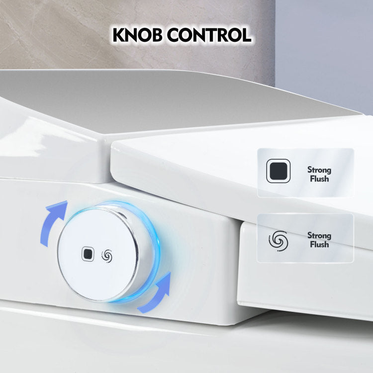 Heated Seat Smart Toilet, One Piece Toilet, Automatic Flush Tank Less Toilet Without Bidet, With Foot Sensor Flush, White Night Light, Knob Control, Power Outage Flushing, Soft Close Cover,White