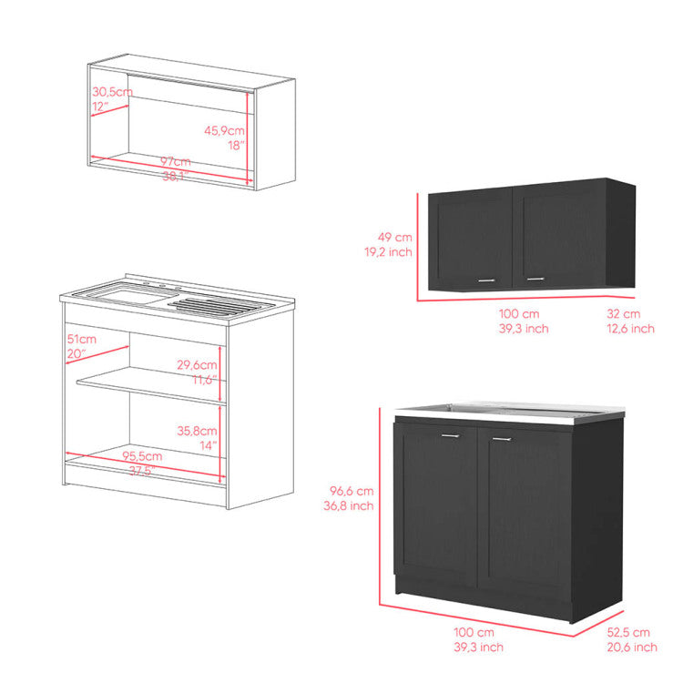 Cabinet Set Zeus, Garage, Black