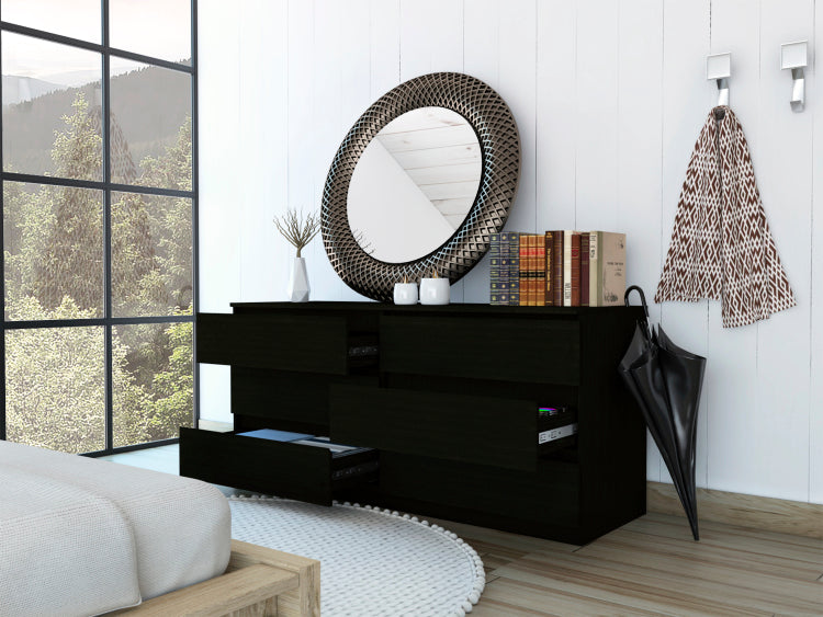 6 Drawer Double Dresser Tronx, Bedroom, Black