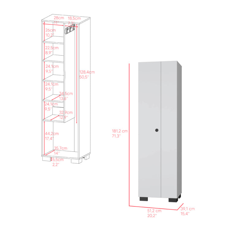 Broom Cabinet Lucin, Garage, White